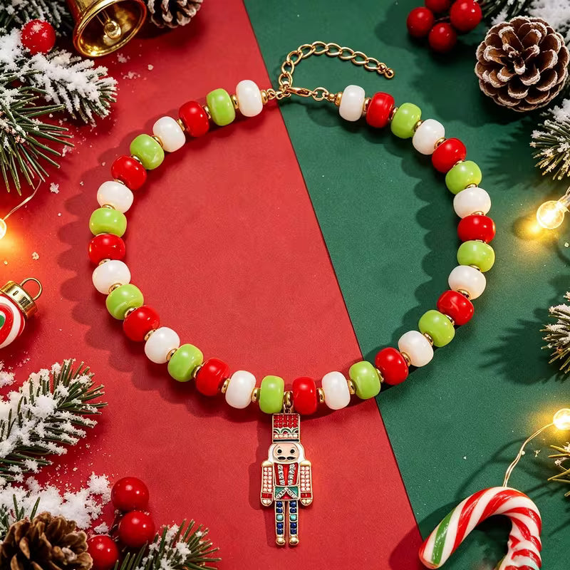 CHRISTMAS BEAD CHOKER - RED NUTCRACKER