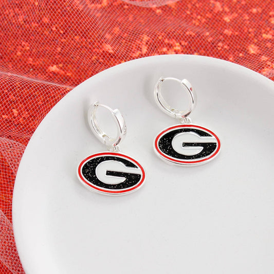 Georgia Glitter Enamel Logo Huggie Hoop Earrings