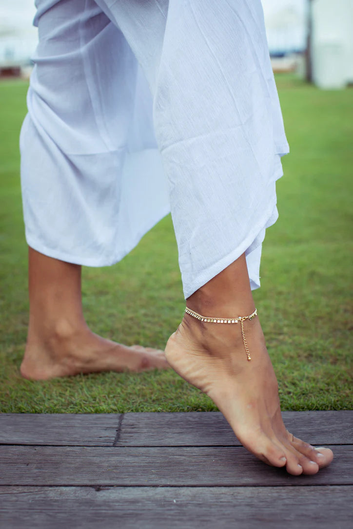 LITTLE LINK ANKLET - SQUARE GOLD