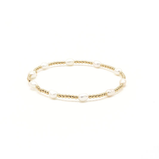 Petite Patterned Rice Pearl Bracelet with 14k Gold-Filled Beads