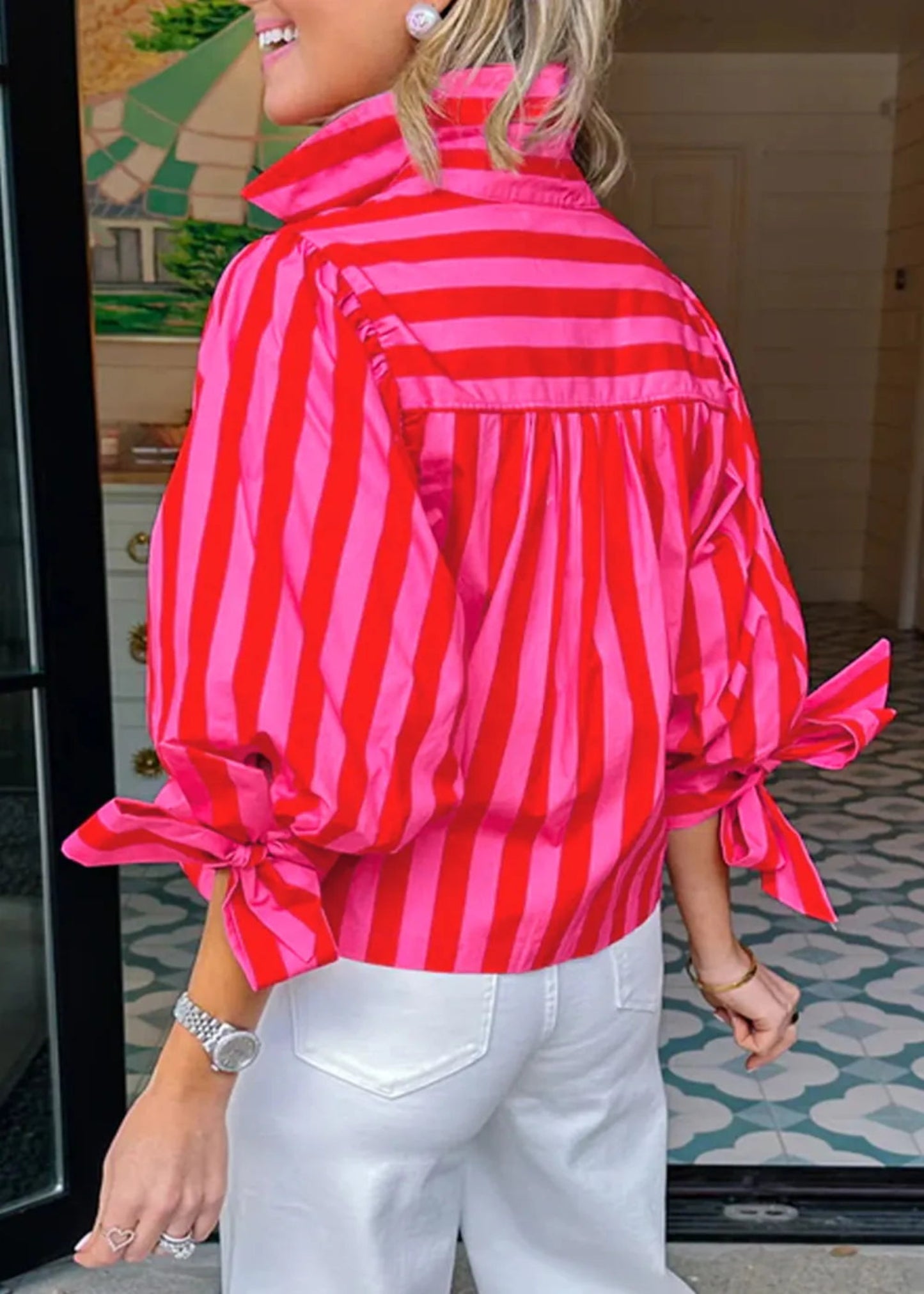 GLORIA TOP - RED STRIPE