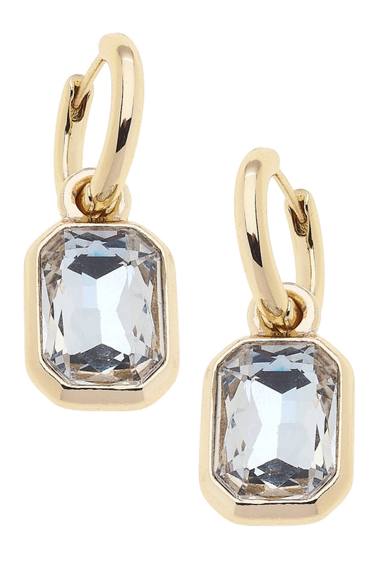 REAGYN RHINESTONE DROP HOOP EARRINGS CLEAR
