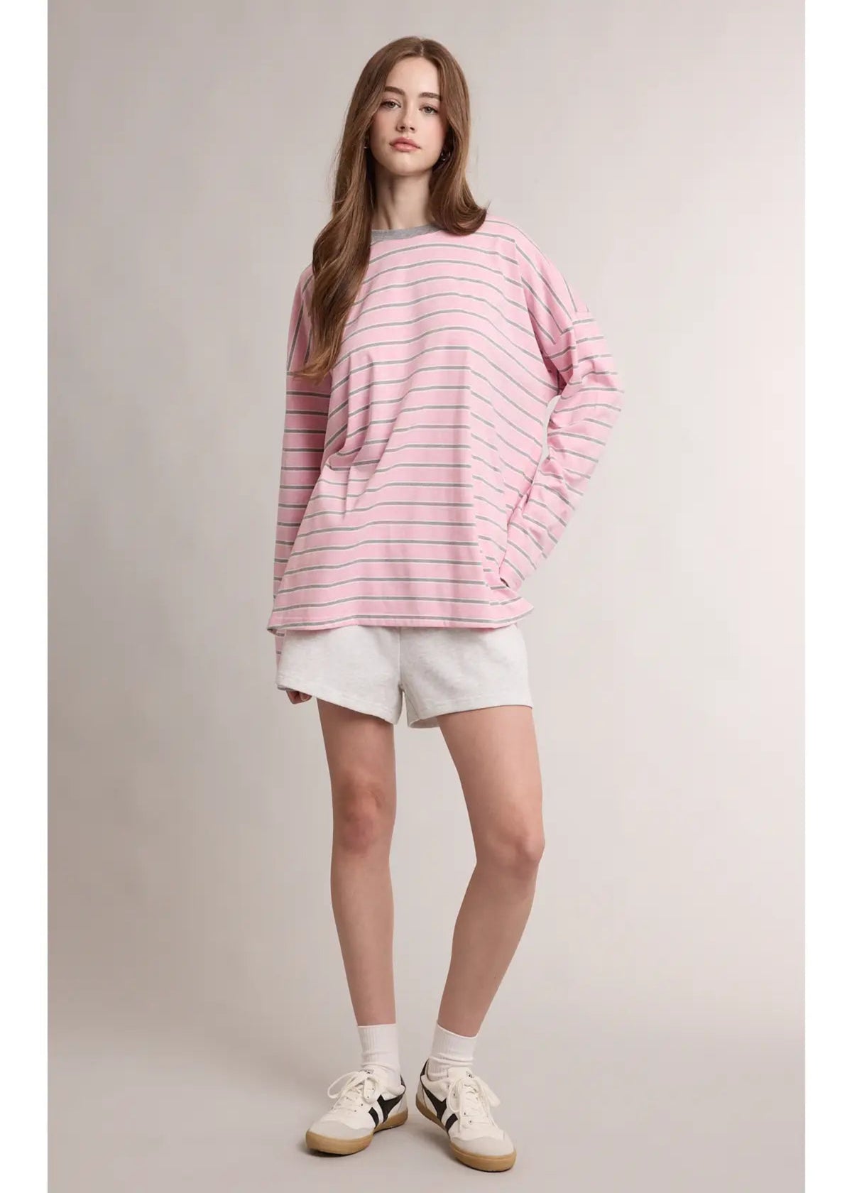ALLISON TOP - PINK/GREY