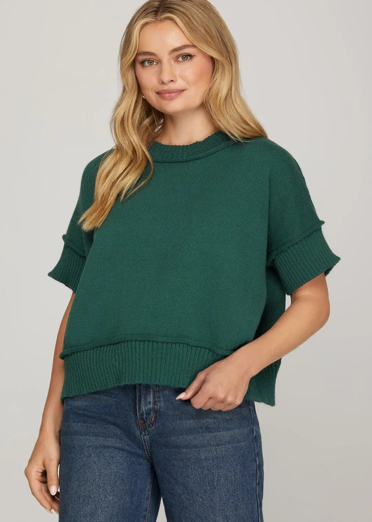 HARPER CREW NECK SWEATER - GREEN
