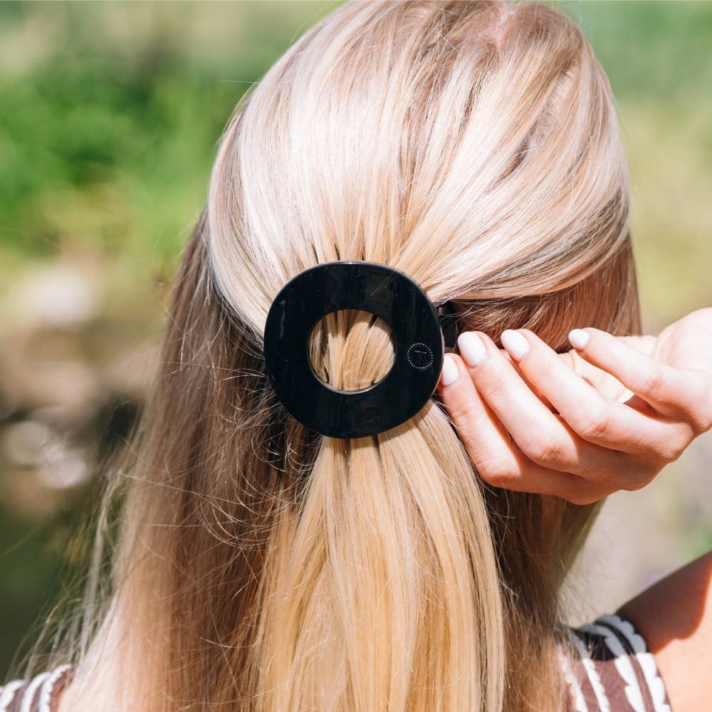Jet Black | Medium | Flat Circle Hair Clip
