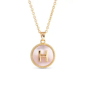 Gold Mother of Pearl Initial Necklaces