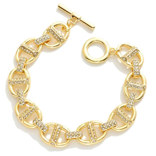 GOLD TONE PIG NOSE CHAIN LINK BRACELET