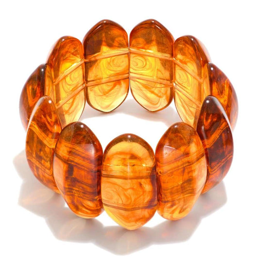 MARBLED ACETATE OVAL DOME STRETCH BRACELET