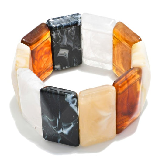 CHUNKY ACETATE RECTANGLE STRETCH BRACELET