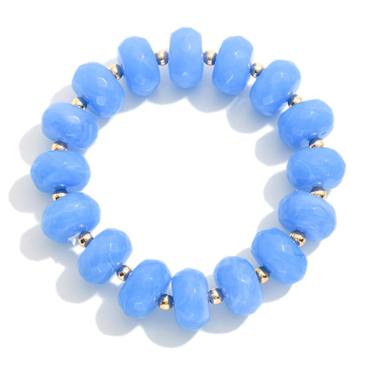 CHUNKY FACETED ACETATE BRACELET - BLUE