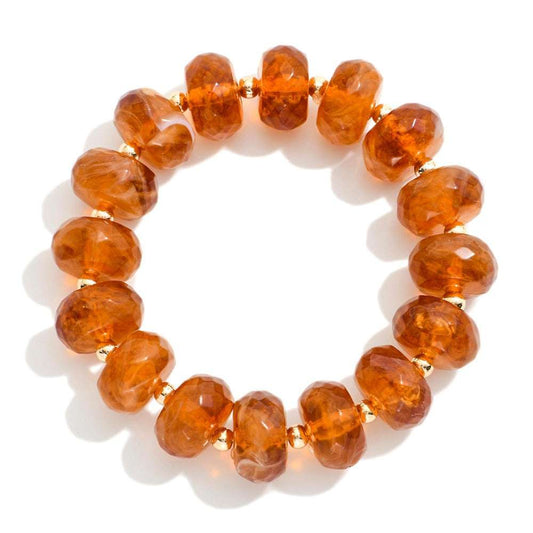CHUNKY FACETED ACETATE BRACELET - ORANGE