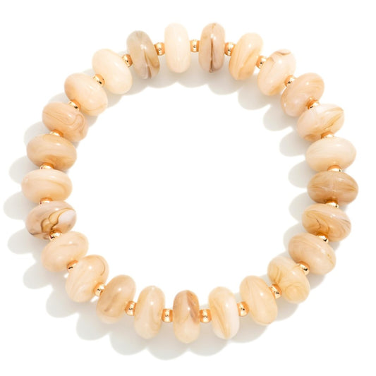 CHUNKY FACETED ACETATE BRACELET - CREAM