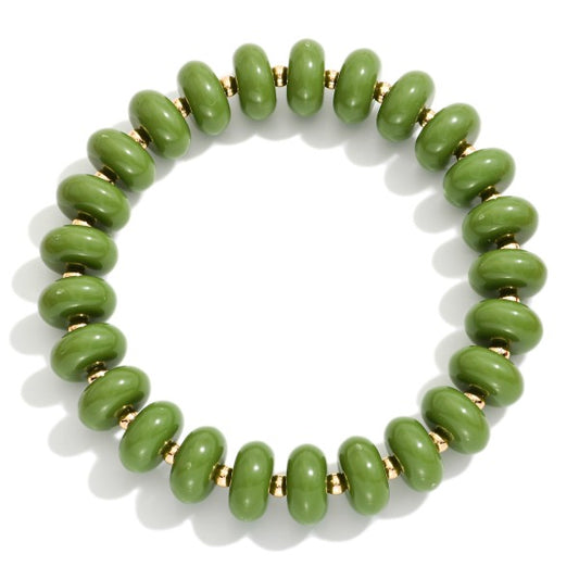 MARBLED ACETATE BRACELET - OLIVE GREEN