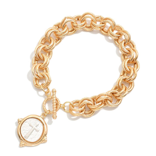 GOLD WITH CROSS BRACELET