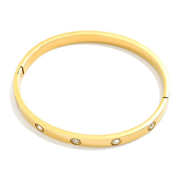 Metal Tone Hinged Bangle Bracelet