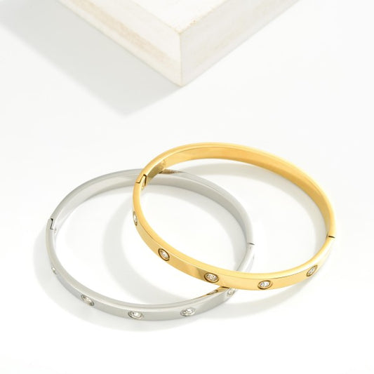 Metal Tone Hinged Bangle Bracelet