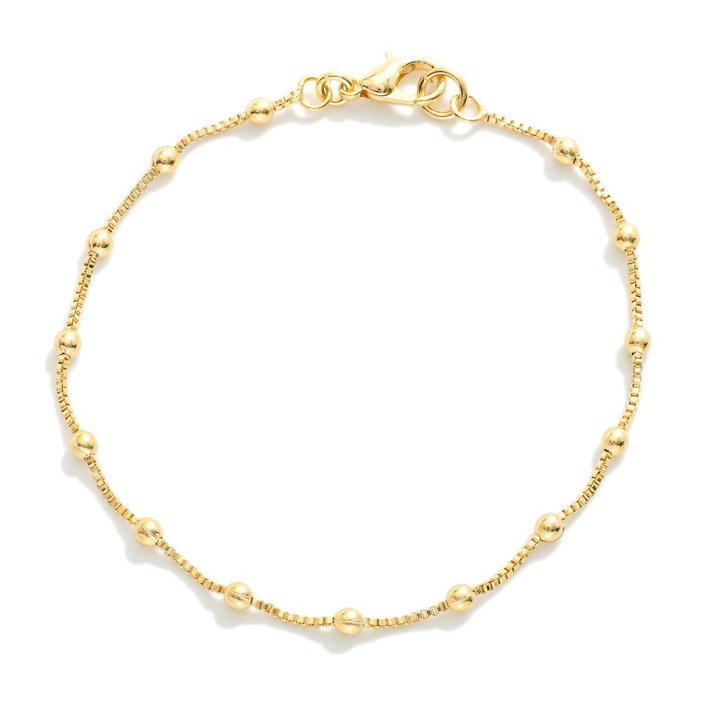 GOLD SQUARE CHAIN BRACELET WTH BALLS