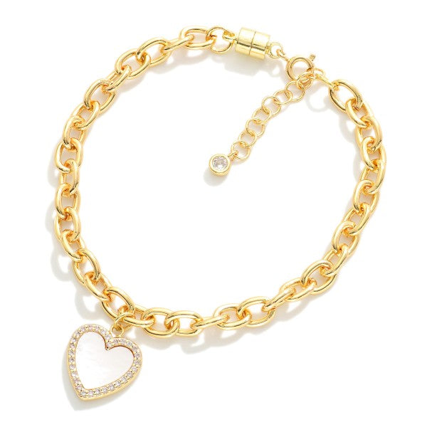 Magnetic Chain Link Bracelet with Heart