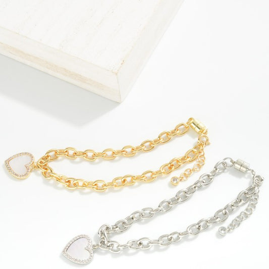 Magnetic Chain Link Bracelet with Heart