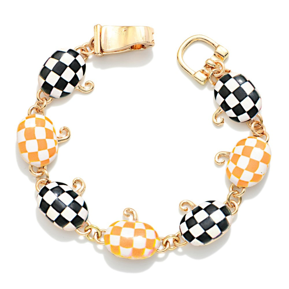 CHECKER PUMPKIN LINK BRACELET