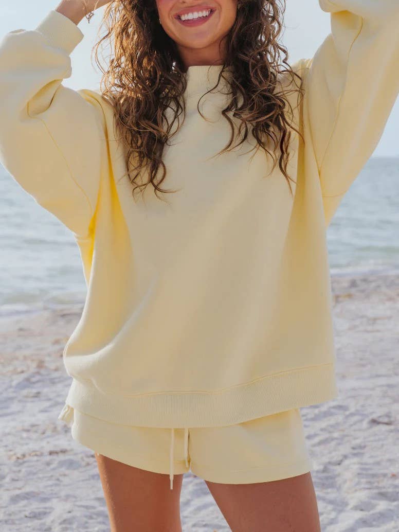 Versatile old school oversized Mockneck Sweatshirt in plain