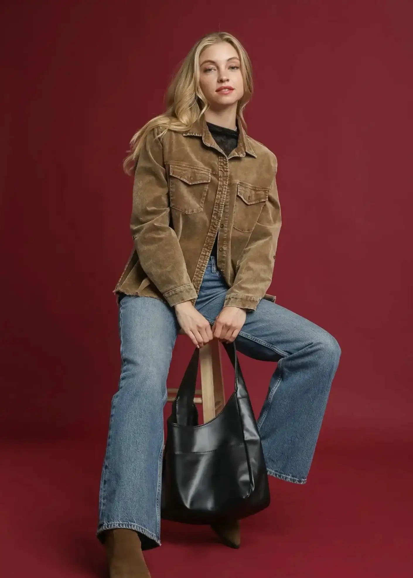 JAMIE STONE WASH JACKET - BROWN