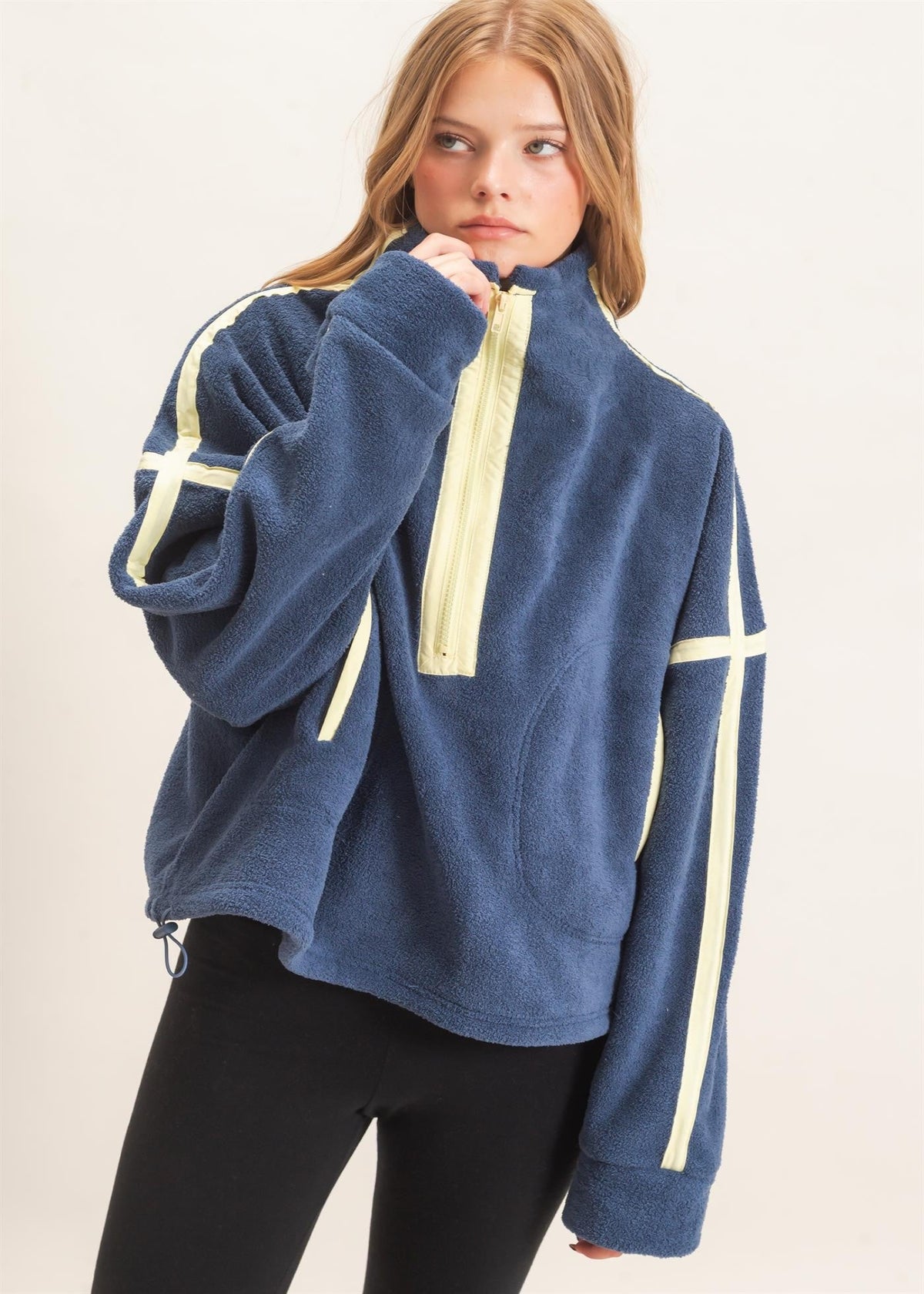 HALF ZIP FLEECE PULLOVER - NAVY