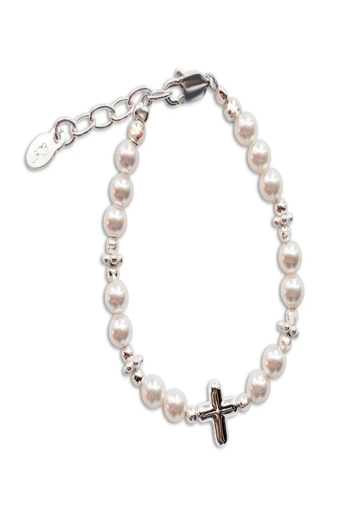Kids Sterling Silver Cross Bracelet Baptism & Communion Gift