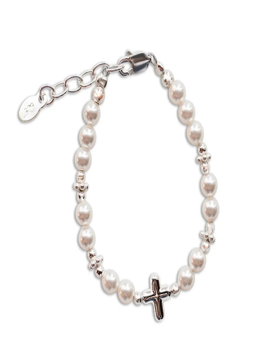 Kids Sterling Silver Cross Bracelet Baptism & Communion Gift