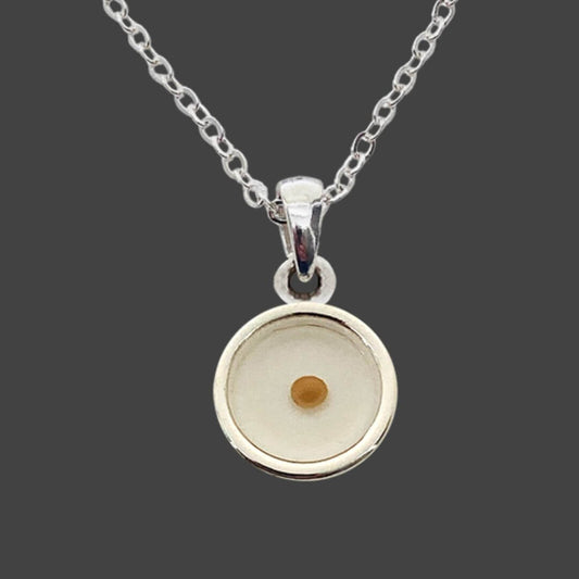 Round Shaped Mustard Seed Petite Pendant Cable Chain Necklace