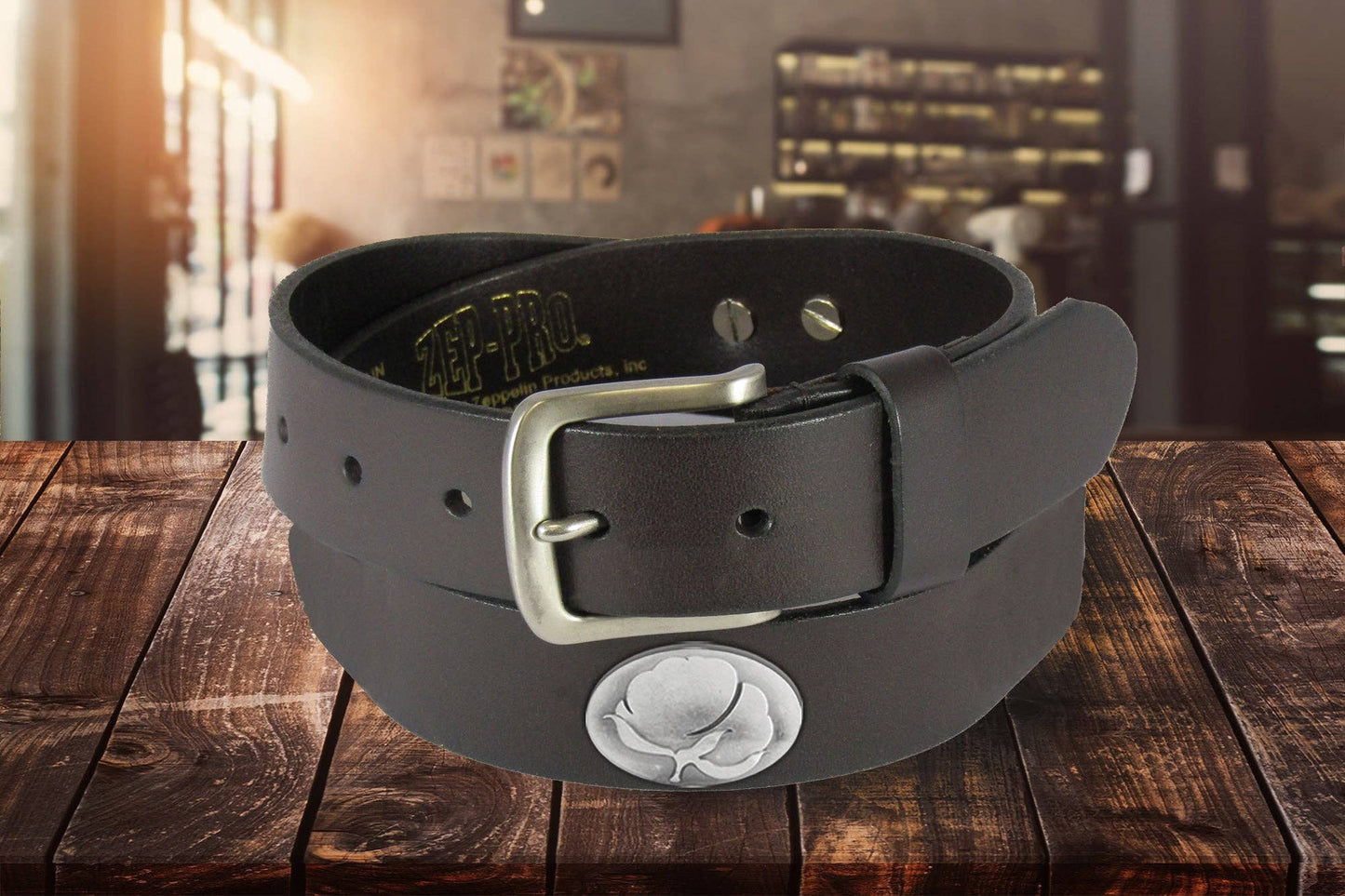 Cotton Boll Men's Brown Leather Concho Belt