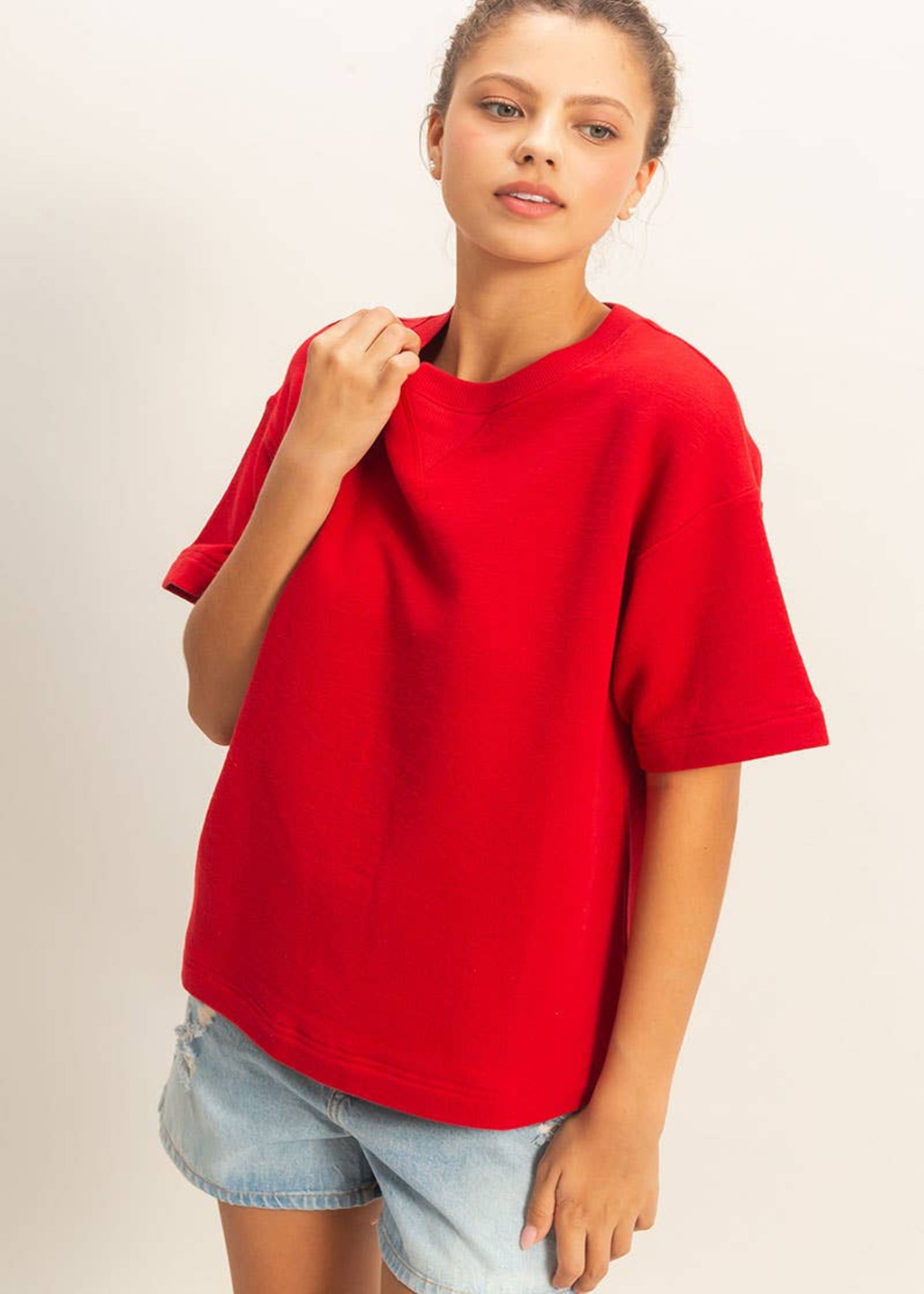 Crew Neck Short Sleeve Top