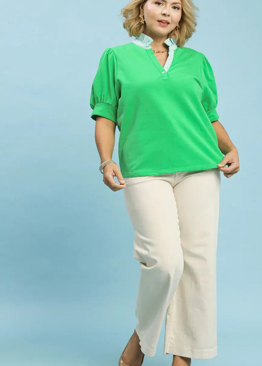 KARLEY TOP PLUS - APPLE GREEN