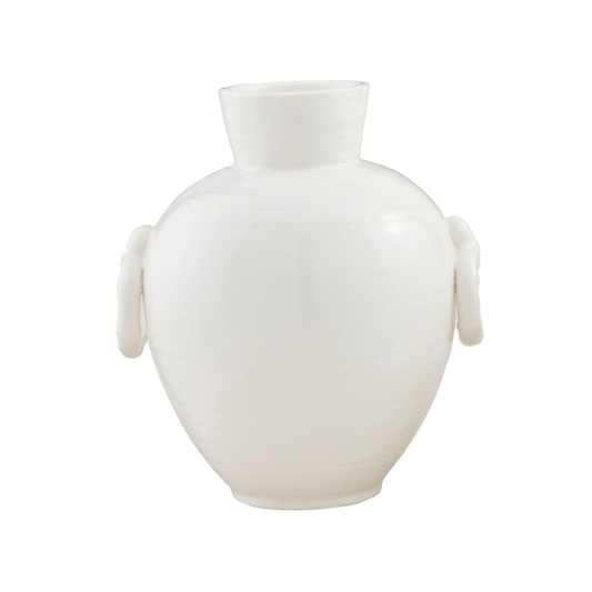 LARGE BAMBOO HANDLE VASE - WHITE