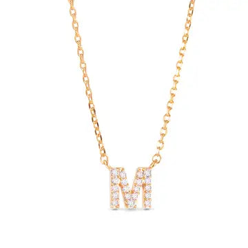 Gold Cz Initial Necklace