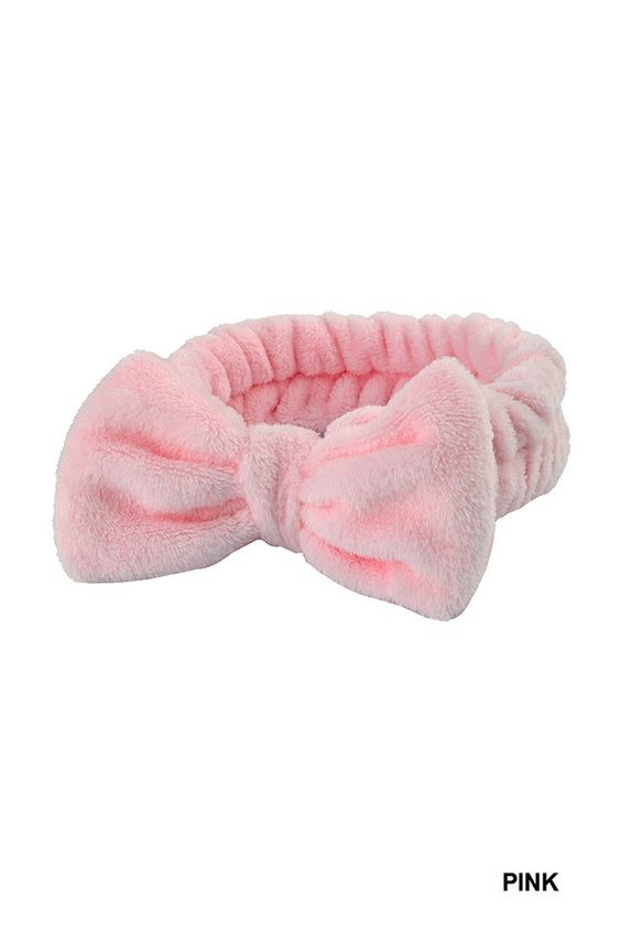 Soft plush bowknot spa headband