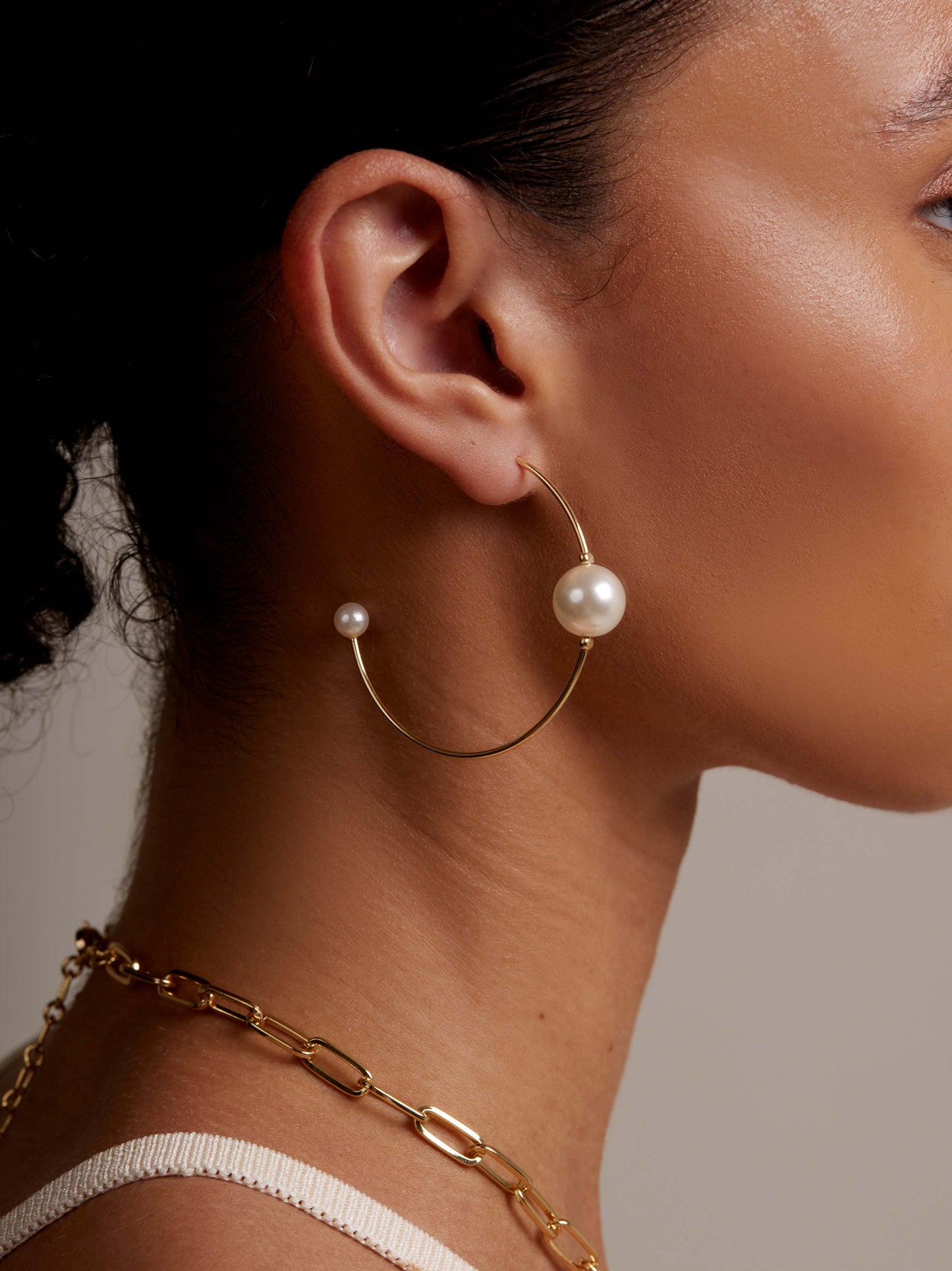 Double Pearl Hoop Earring