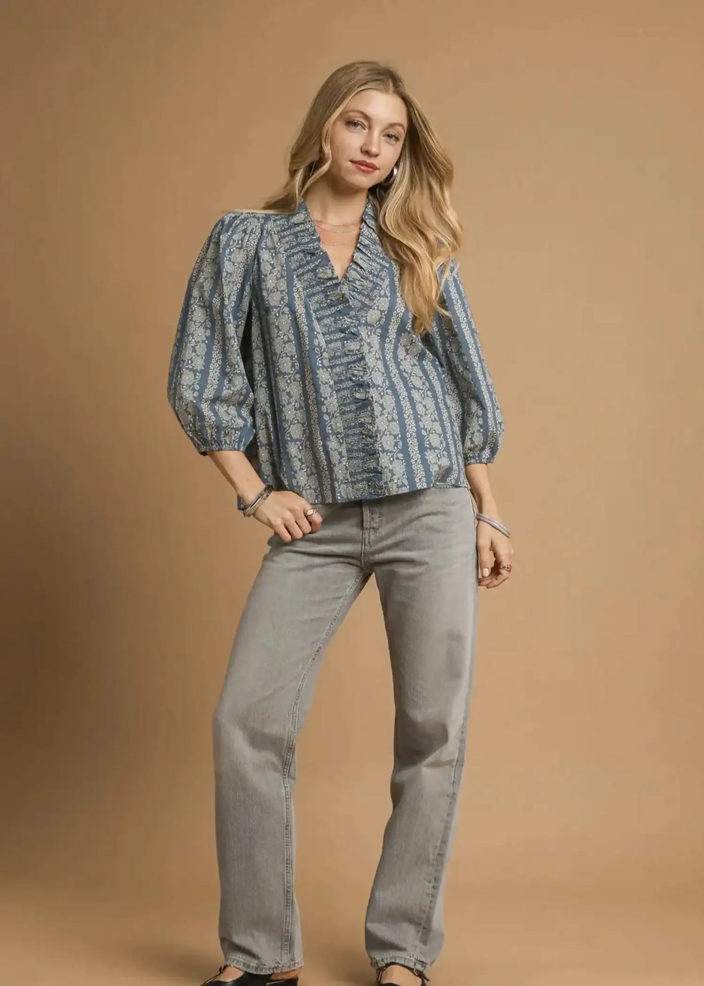 HAILEY TOP - DUSTY BLUE