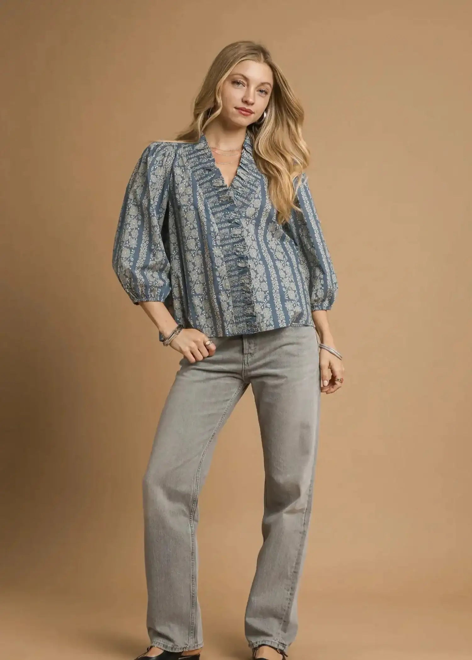 HAILEY TOP - DUSTY BLUE