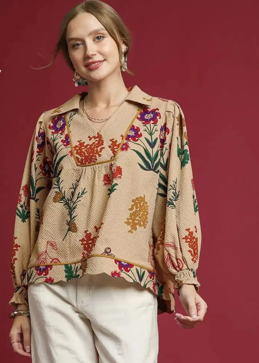 KELSEY TOP - TAN MIX