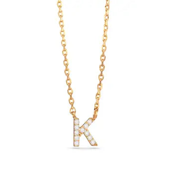 Gold Cz Initial Necklace