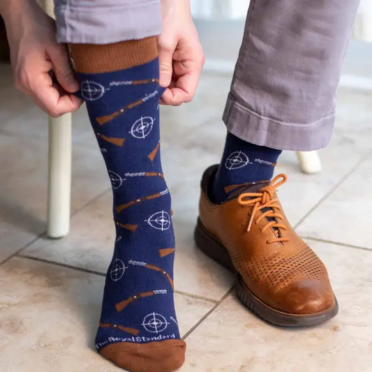 MENS HUNTING SOCKS NAVY/BROWN ONE SIZE