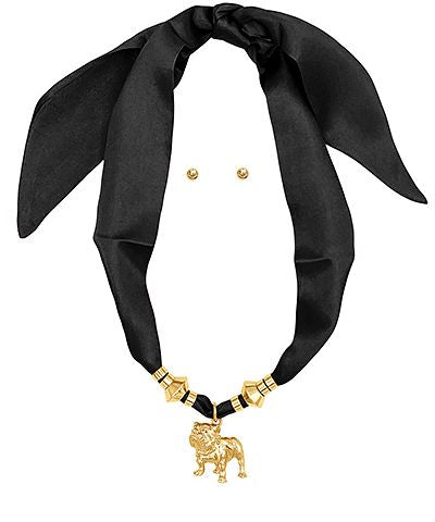 Bulldog Pendant Scarf Necklace