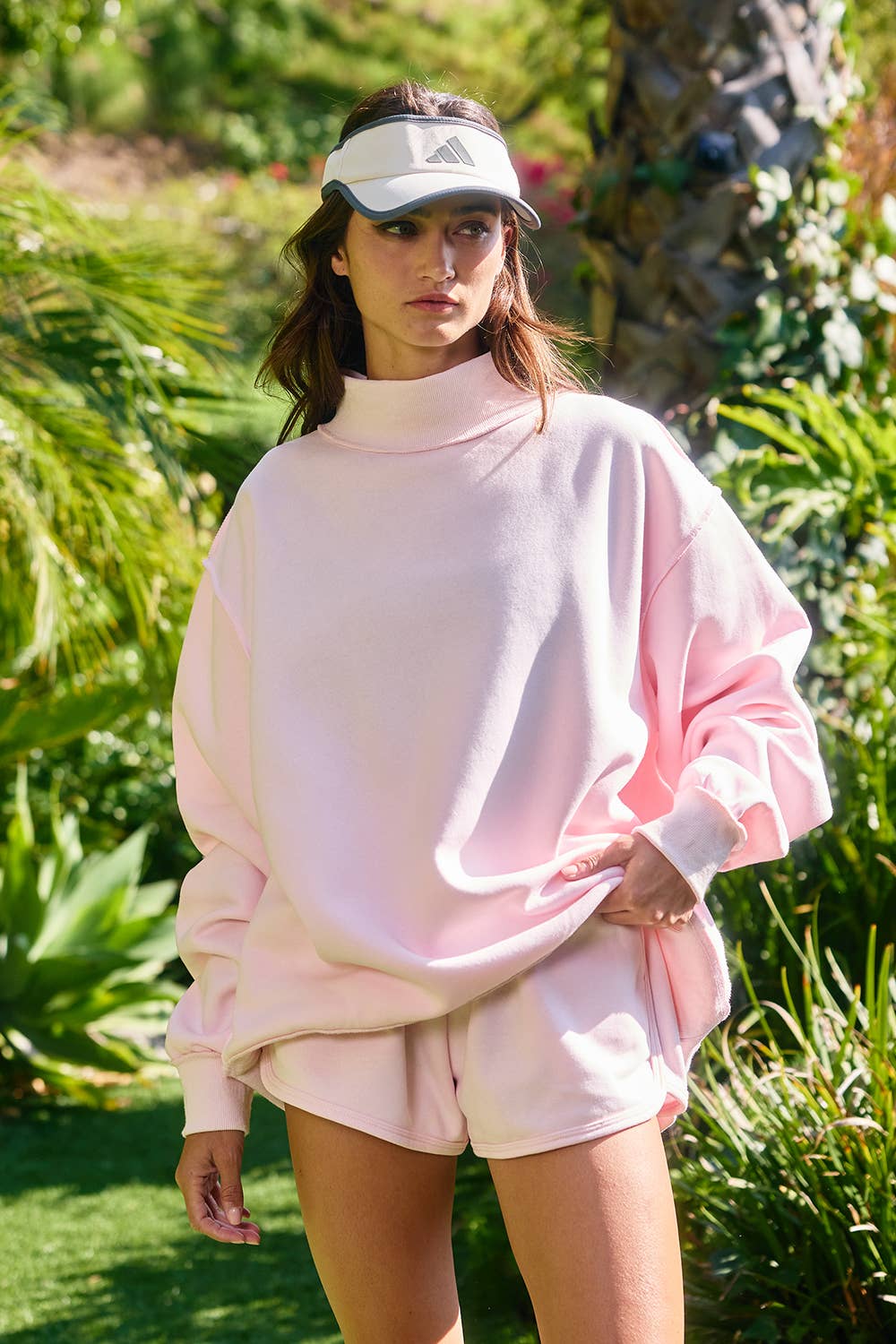 Solid Reversible Mock Neck Sweatshirt Top