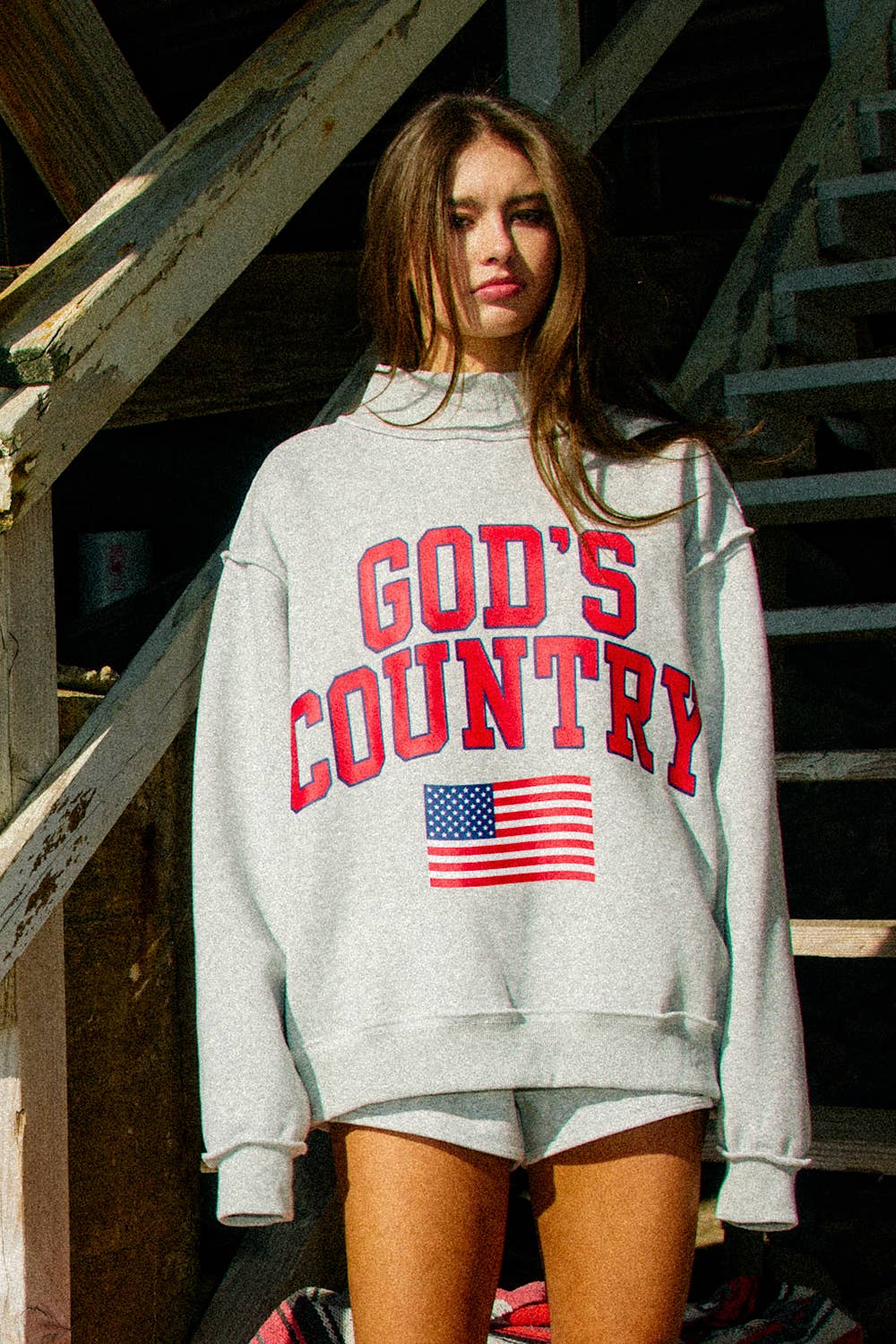GOD'S COUNTRY Reversible Mock-neck Sweatshirt