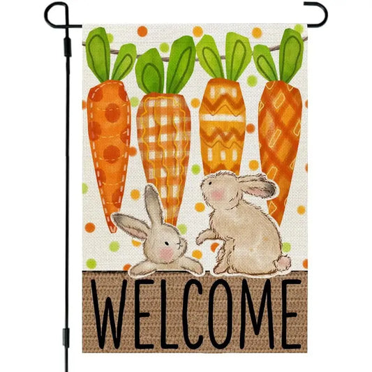 Charming Easter Bunny & Carrots Garden Flag