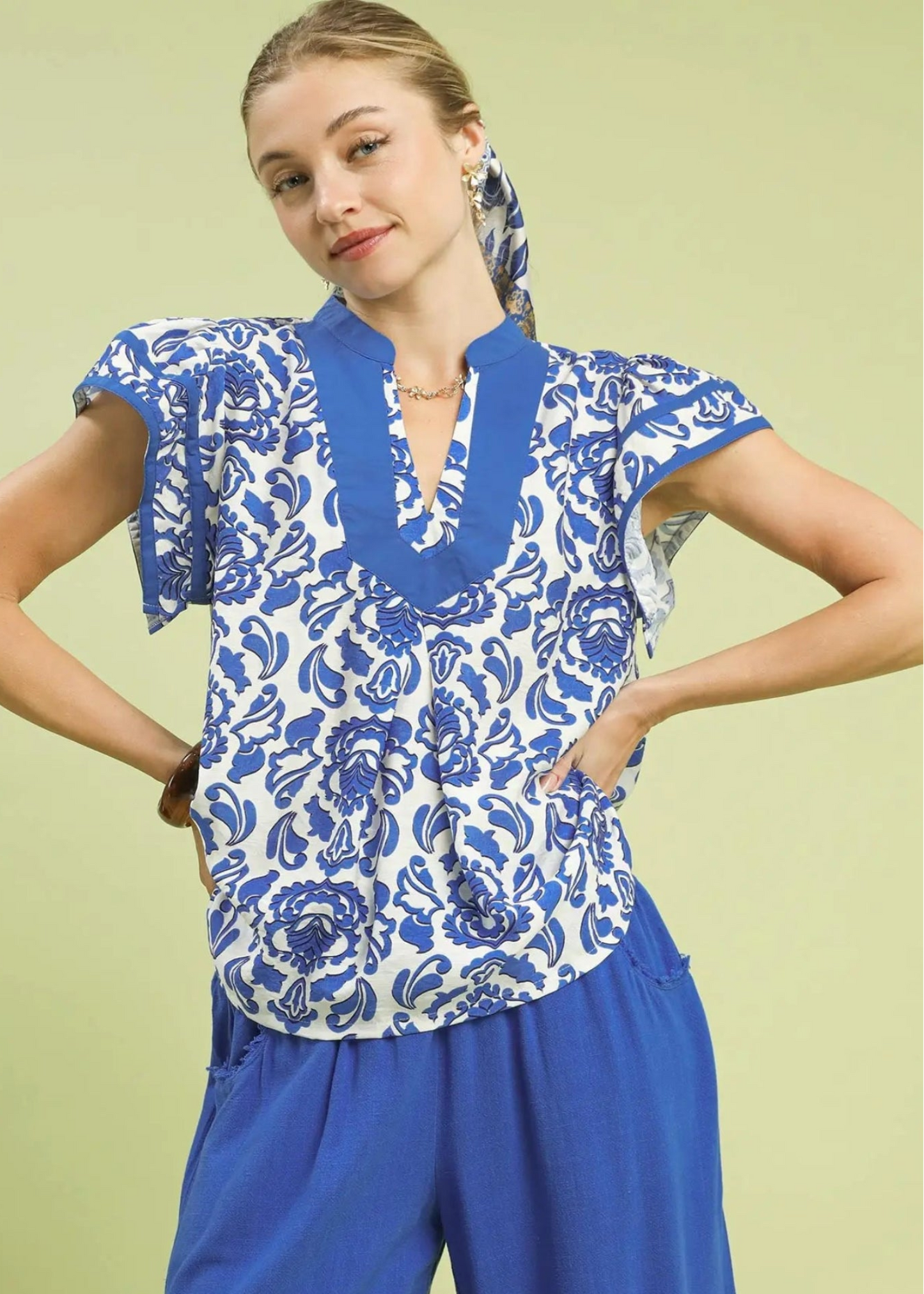 SIERRA TOP - BLUE AND WHITE