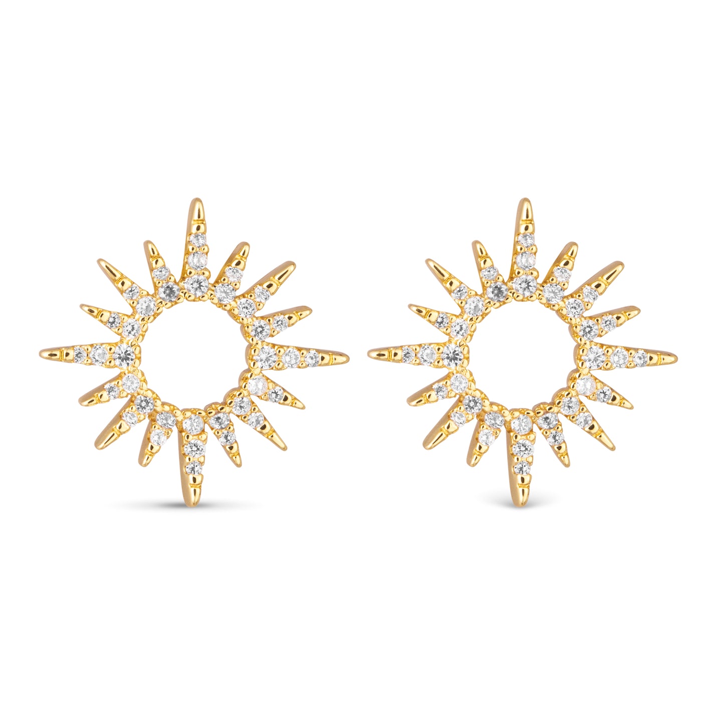 CZ Sunburst Earrings - Gold