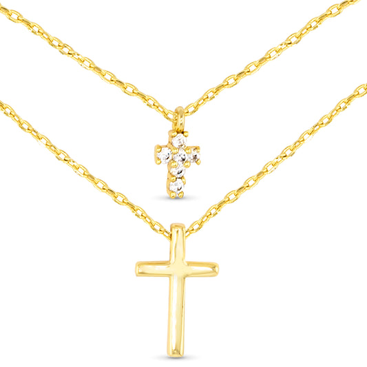 Double Cross Necklace - Gold