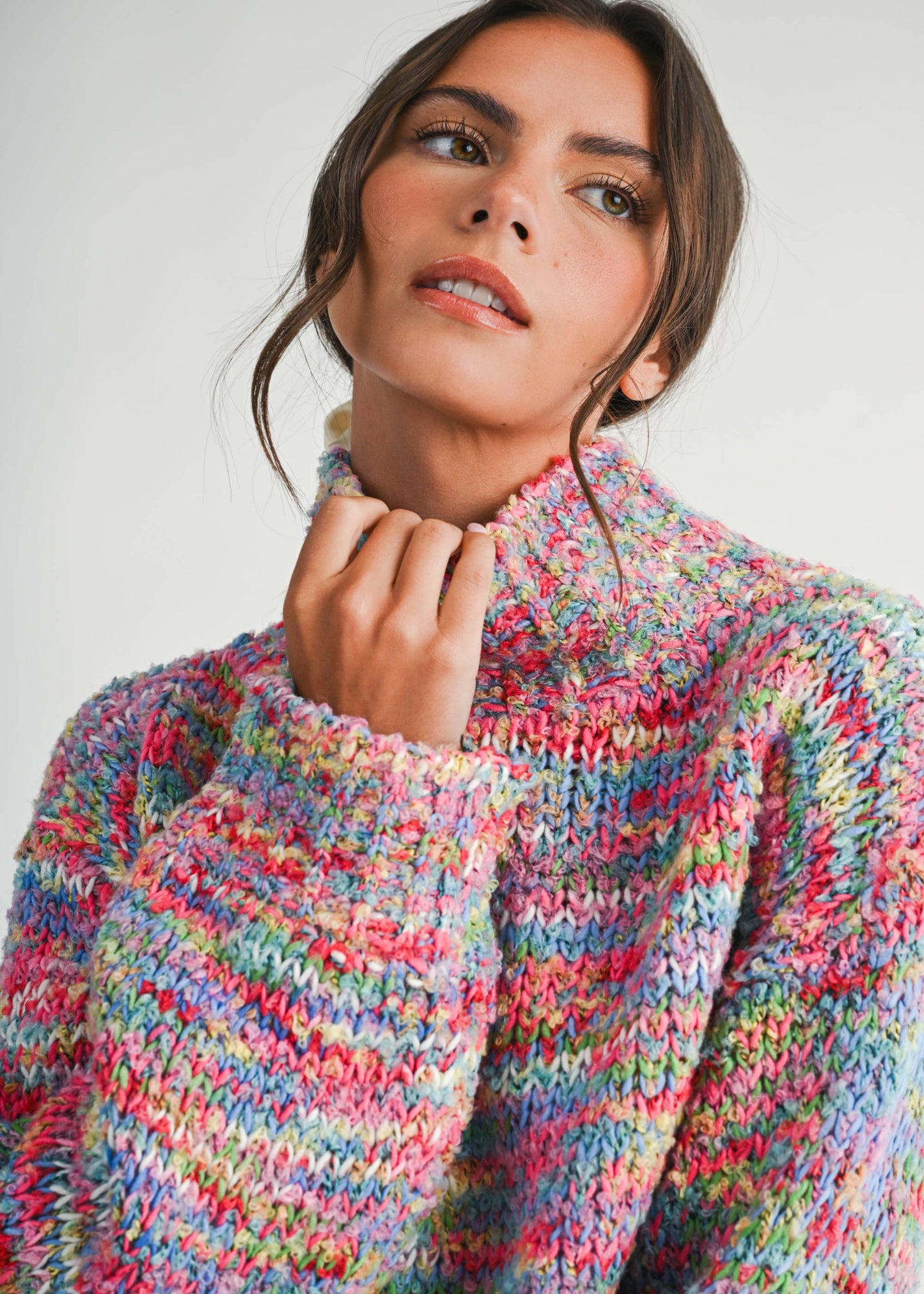 3320IK Chunky Marled Turtleneck Sweater